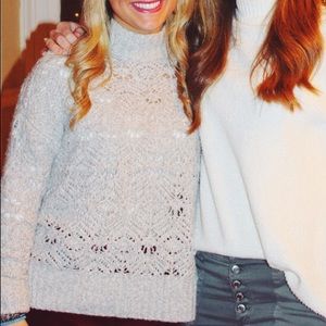 Grey crotchet turtle neck sweater